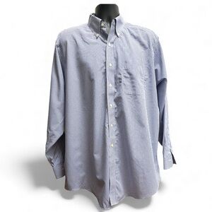 Brooks Brothers Blue Gingham Button Shirt Tailored Fit 100% Cotton Neck 17.5